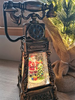 Новогодний фонарь-светильник старинный телефон со снегом и музыкой Papa-Electro Магазин электронных товаров